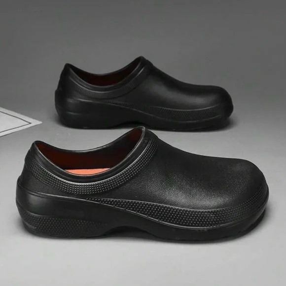 Men’s Chef Work Shoes | Non-Slip Waterproof Clogs Black - Picture 3 of 7